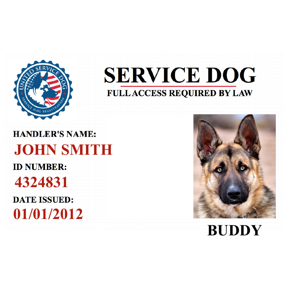 Service Dog ID Card Service Dog and Emotional Support Animal Registration
